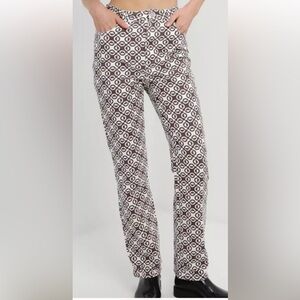 PEPPERMAYO HIGH RISE GEOMETRIC RETRO STRAIGHT LEG MODERN JEAN TROUSERS SZ 6